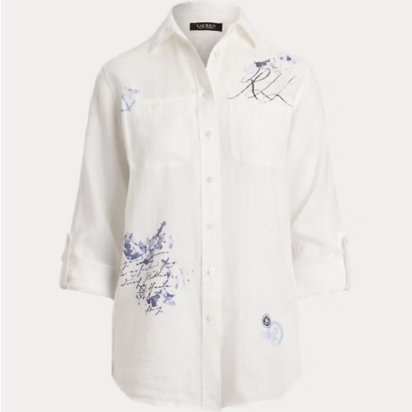 Lauren Ralph Lauren Dresses & Skirts - Lauren Ralph Lauren Relaxed Fit Print Roll-Tab Sleeve Shirt